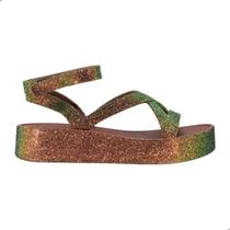 Sandália Melissa Sun Barra Platform II Adulto Marrom/Glitter Sandália Melissa Sun Barra Platform II Adulto Marrom/Glitter