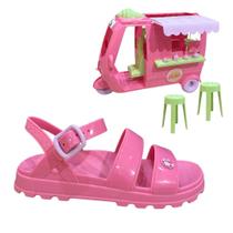 Sandália Menina Infantil Com Carro Do Sorvete E 2 Banquinhos