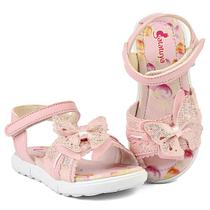 Sandália Menina Infantil Conforto Rosa Brilho Borboleta Gatatuya