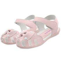 Sandália Menina Infantil Feminina Rosa Laço Pérolas Mz Shoes