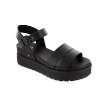 Sandália MIA Maya Plataforma em material vegano 6 cm Preta 38