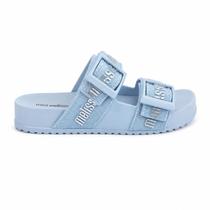 Sandália Mini Melissa Cozy Slide M Lover Infantil Azul/Prata Sandália - Sandália Mini Melissa Cozy Slide M Lover Infantil Azul/Prata Sandália -