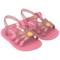 Sandália mini melissa hip blommy baby rosa glitter -