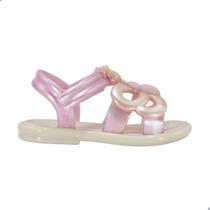 Sandália Mini Melissa Hip Fly Baby Bege/Rosa
