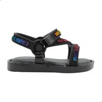 Sandália Mini Melissa Stripes M Lover Baby Preto Sandália Mini Melissa Stripes M Lover Baby Preto