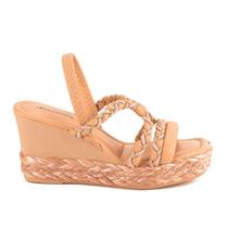 Sandália Mississipi Anabela Trançada - Bege