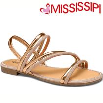 Sandalia Mississipi Original Feminina Rasteira Rasteirinha Slide Elastico Metalizada Dakota