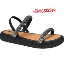 Sandalia Mississipi Papete Original Feminina Casual Sandalia Rasteira Tiras Com Brilho Conforto Papete Calce Facil Lancamento