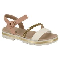 Sandalia modare feminina flatform tratorada com brilhos 7132.144.27725