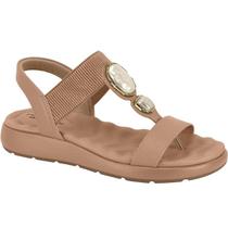Sandalia Modare Flat Anabela Pedras Nude Lançamento