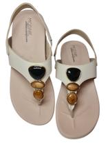 Sandália modare plataforma 7207.102 anabela dedo floather creme ou bronze pedras