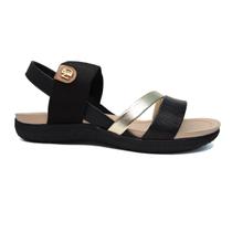 Sandalia modare rasteira conforto 7125.233 (05) - preto/dourado/camel