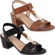 Sandália Modare Salto Bloco Feminina Conforto Pedraria 7109