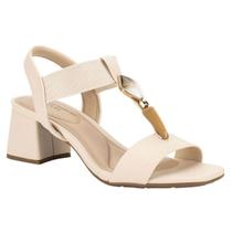 Sandália Modare Salto Médio Bloco Conforto Casual Feminina Creme