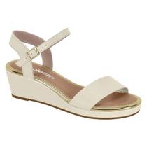 Sandália Moleca Anabela Baixa Confortável Feminina