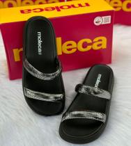 Sandália Moleca Brilho Glitter Papete Feminina Slide 5507.101