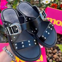 Sandália Moleca Buckle Com Fivela Feminino Papete Estilo Slide Conforto Lançamento e Original