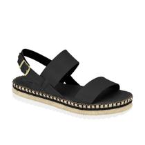 Sandália Moleca Casual Plataforma Corda Feminina Preta