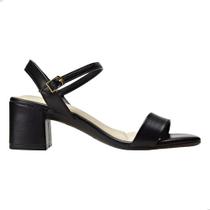 Sandália moleca casual salto médio grosso preta conforto