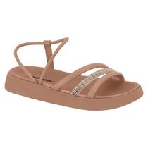 Sandália Moleca Casual Strass Brilho Feminina Nude