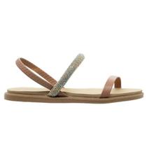 Sandália Moleca Flat Rasteira Tira Brilhante Feminina Creme