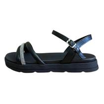 Sandalia Moleca Flatform Tira Tripla Strass
