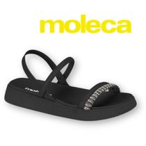 Sandalia Moleca Original Feminina Flatform Calce Facil Papete Strass Rasteirinha Casual Lancamento Antiderrapante