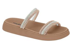 Sandalia Moleca Original Feminina Papete Flatform Casual Tira Strass Rasteirinha Modelo Novo