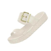Sandália Moleca Papete Fivela Tamanco Plataforma Feminina Flatform Conforto Slide Fivela Original Rasteira Macia Napa Detalhe Palmilha Faixa Calce