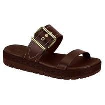 Sandália Moleca Papete Fivela Tamanco Plataforma Feminina Flatform Conforto Slide Fivela Original Rasteira Macia Napa Detalhe Palmilha Faixa Calce