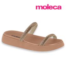 Sandalia Moleca Papete Original Strass Feminina Conforto EVA Rasteira Rasteirinha Flat