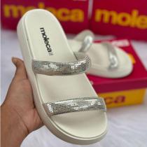 Sandália Moleca Papete Tiras Branca Sandália Moleca Papete Tiras Branca