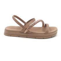 Sandália Moleca Pepete Calce Fácil Strass Bege 5490104 Sandália Moleca Pepete Calce Fácil Strass Bege 5490104