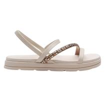 Sandália Moleca Plataforma Strass Feminina Off White