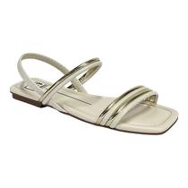 Sandália Moleca Rasteira Feminina 5462.111 Off White/Dourado