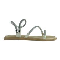 sandalia moleca rasteira feminina tiras brilhante regulavel