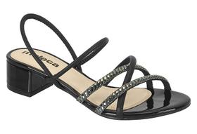 Sandalia moleca salto bloco baixo com strass - 5259871