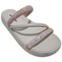 Sandalia Moleca Tamanco Feminina Com Brilho Strass Conforto Branco Off 34 Cód. 2543 Sandalia Moleca Tamanco Feminina Com Brilho Strass Conforto Branco Off 34 Cód. 2543