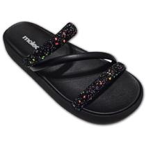 Sandalia Moleca Tamanco Feminina Com Brilho Strass Conforto Preto 36 Cód. 2551 Sandalia Moleca Tamanco Feminina Com Brilho Strass Conforto Preto 36 Cód. 2551