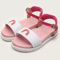 Sandália Molekinha Arco-Íris Baby - Branco e Rosa Sandália Molekinha Arco-Íris Baby - Branco e Rosa