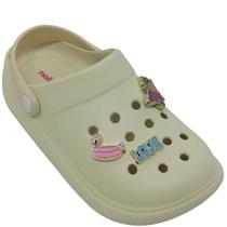 Sandália Molekinha Menina Infantil com Botons Cor:CremeTamanho:33/34Gênero:Feminino
