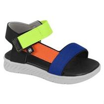 Sandália Molekinho Preto/Amarelo Fluor/Laranja/Azul Ref.: 2625.101 Sandália Molekinho Preto/Amarelo Fluor/Laranja/Azul Ref.: 2625.101
