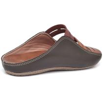 Sandália Mule Feminina Casual em Couro Conforto Com Tiras Café Tamanho:38Gênero:FemininoCor:Marrom