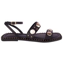Sandália Munita Rasteira Feminina Apliques Esferas Sola Bico Quadrado Detalhe Cravos Spike Estilo Boho Confotável Sandália Munita Rasteira Feminina Apliques Esferas Sola Bico Quadrado Detalhe Cravos Spike Estilo Boho Confotável