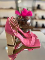 Sandália Natalie croco rosa nebula salto palha Sandália Natalie croco rosa nebula salto palha