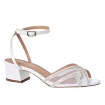 Sandalia Noiva Branca Cetim Salto Baixo 4 cm