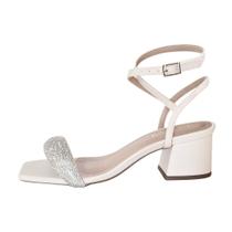 Sandalia Noiva Off White Salto Baixo Grosso Duani