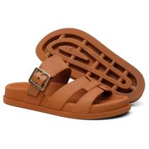 Sandalia Nuvem Microexpandido Feminino com Fivela na cor Caramelo Tamanho : 39