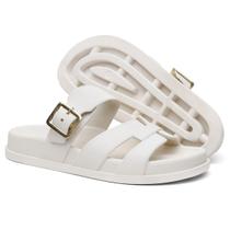 Sandalia Nuvem Microexpandido Feminino com Fivela na cor Off White Tamanho : 37
