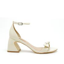 Sandália Off White Salto Bloco Renata Werner